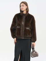 Coffee Brown Faux Fur Trimmed Jacket