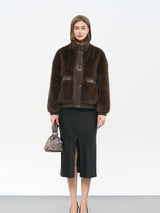 Coffee Brown Faux Fur Trimmed Jacket
