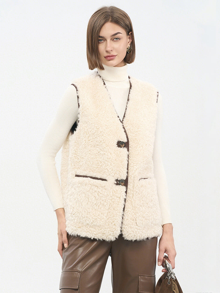 Beige Polyester-Spandex Vest