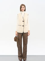 Beige Polyester-Spandex Vest