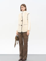 Beige Polyester-Spandex Vest