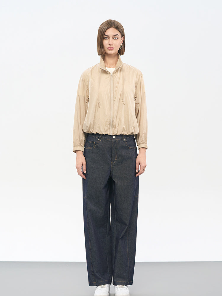 Beige Women's Lightweight Nylon Jacket