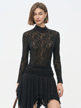 Black High-Neck Long-Sleeve Bodysuit