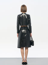 Black Women's PU Leather Jacket