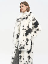 Cow Print Faux Fur Coat