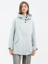 Blue Cotton-Nylon Multi-Function Utility Jacket