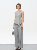 Gray Stretch Woven Top