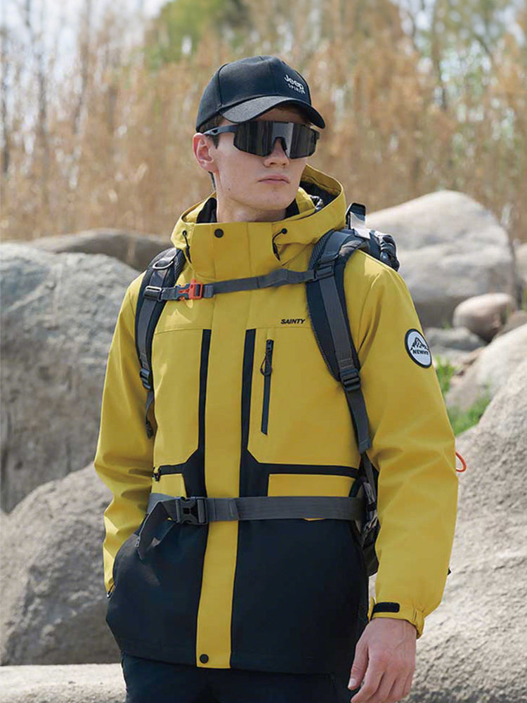 Men's Black & Yellow Graphene-Infused 3-in-1 Technical Parka with 90% Duck Down