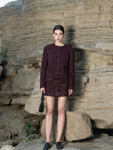 Burgundy Wool-Blend Structured Coat