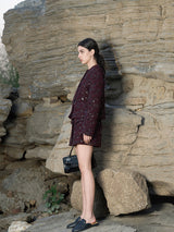 Burgundy Wool-Blend Structured Coat