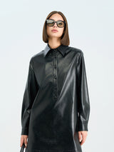 Classic Black PU Tailored Skirt