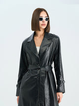 Classic Black PU Trench Coat