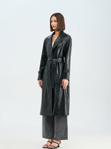 Classic Black PU Trench Coat