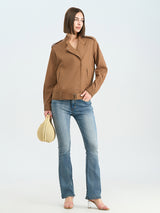 Brown Stand Collar Jacket