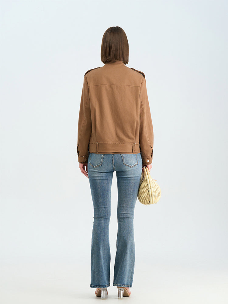 Brown Stand Collar Jacket