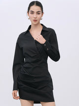 Black Performance Stretch Dress with Lace-Edge Detail