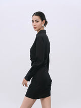 Black Performance Stretch Dress with Lace-Edge Detail