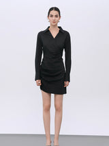 Black Performance Stretch Dress with Lace-Edge Detail