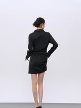 Black Performance Stretch Dress with Lace-Edge Detail