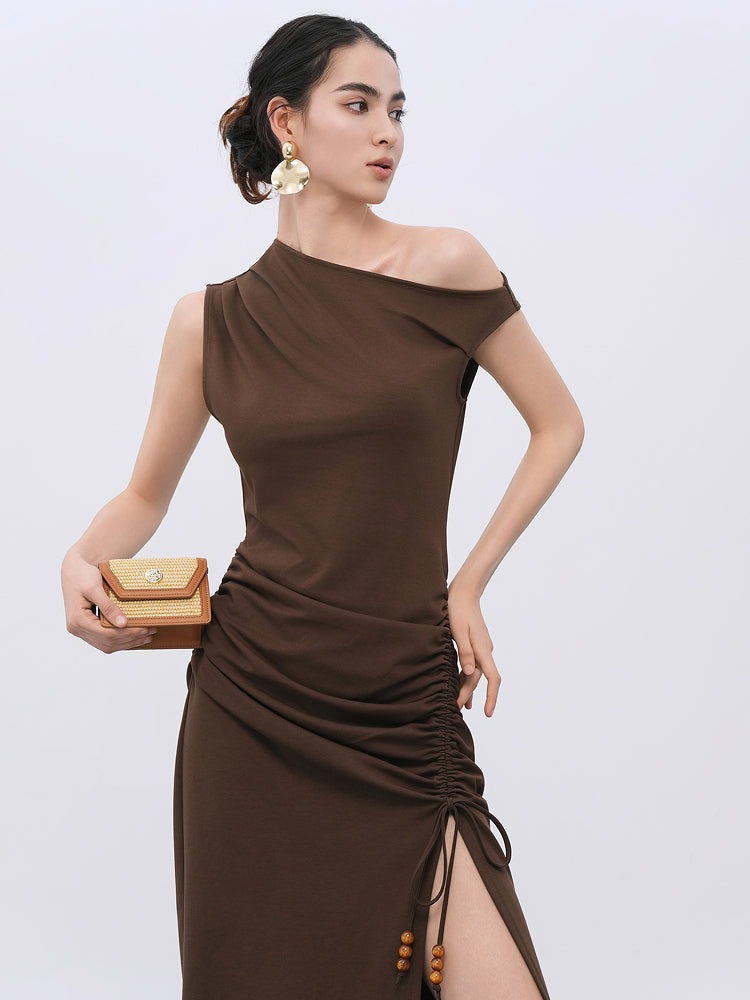 Brown Modal-Blend Comfort Stretch Dress