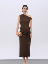 Brown Modal-Blend Comfort Stretch Dress