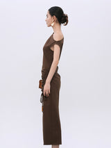 Brown Modal-Blend Comfort Stretch Dress