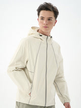 White Structural Hooded Sun Protection Jacket with Drawstring