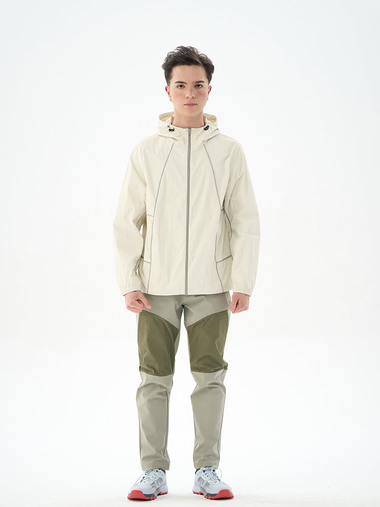 White Structural Hooded Sun Protection Jacket with Drawstring