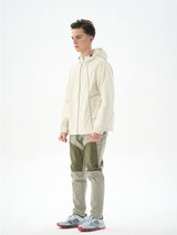White Structural Hooded Sun Protection Jacket with Drawstring