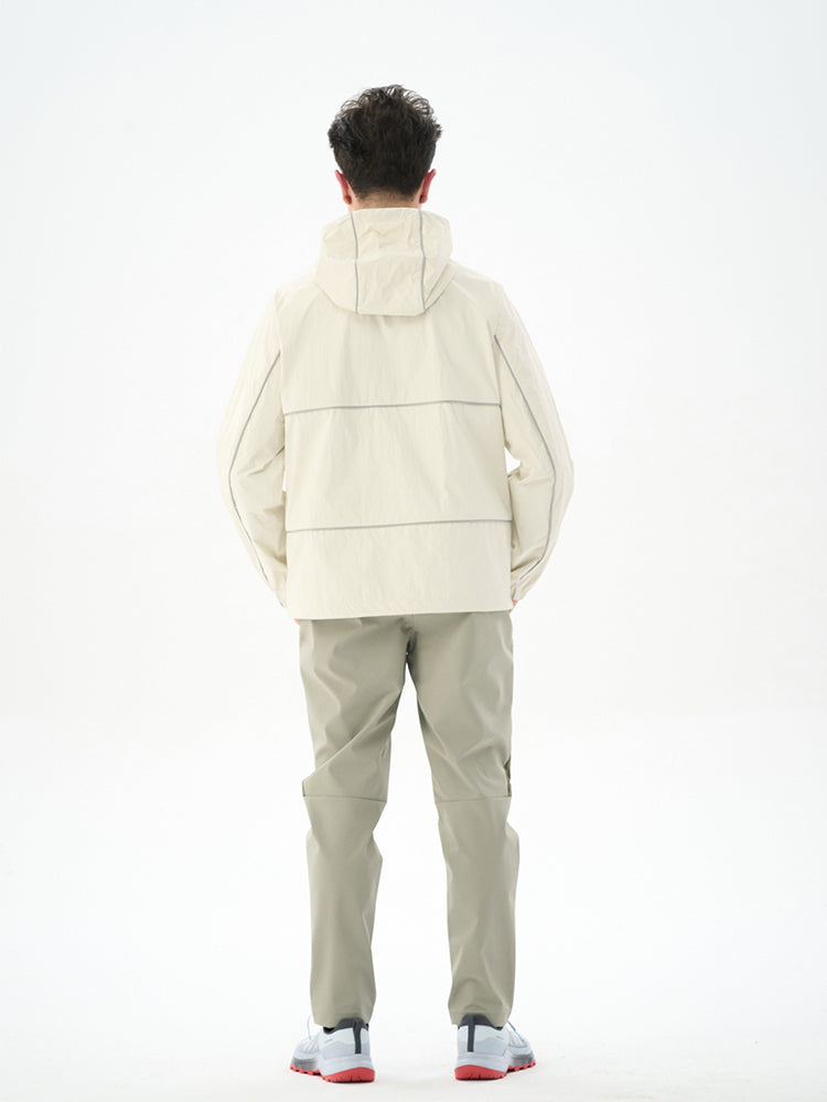 White Structural Hooded Sun Protection Jacket with Drawstring