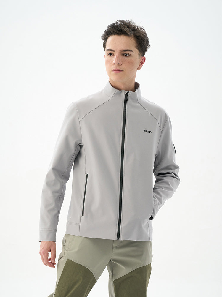 Gray Stand Collar Sports Jacket