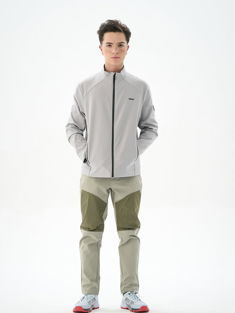 Gray Stand Collar Sports Jacket