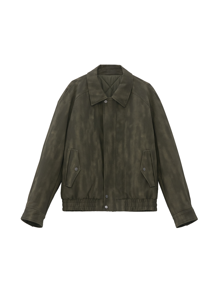 Men's Unique Tie-Dye Zip-Up Jacket | 80g Silk-Cotton Fill & Fashion Collar