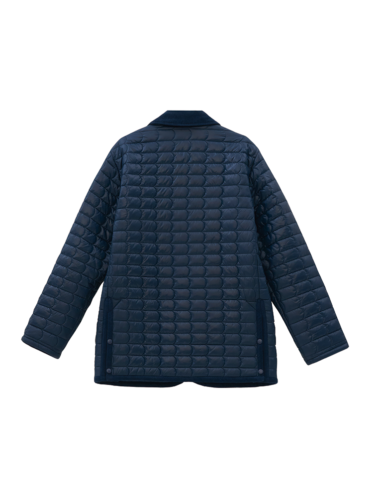 Men's Quilted Navy Jacket | Snap Button Closure & Cotton Blend