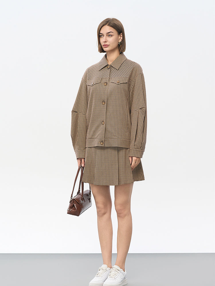 Khaki Check Stretch Utility Jacket