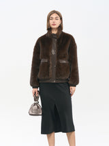 Coffee Brown Faux Fur Trimmed Jacket