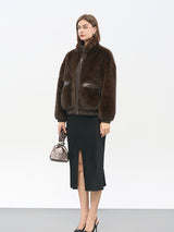 Coffee Brown Faux Fur Trimmed Jacket