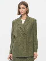 Green Polyester Structured Blazer