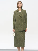 Green Polyester Elastic Waist Skirt