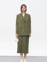 Green Polyester Structured Blazer