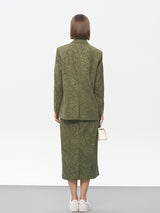 Green Polyester Structured Blazer