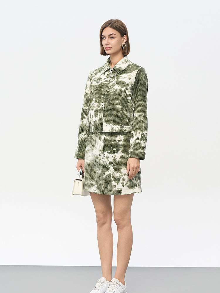Green Camo Elastic Waist Skirt
