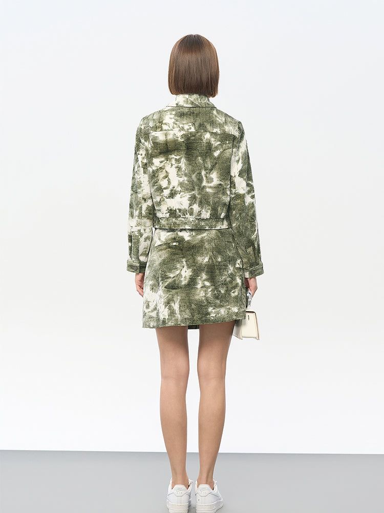Green Camo Elastic Waist Skirt