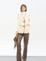 Beige Polyester-Spandex Vest