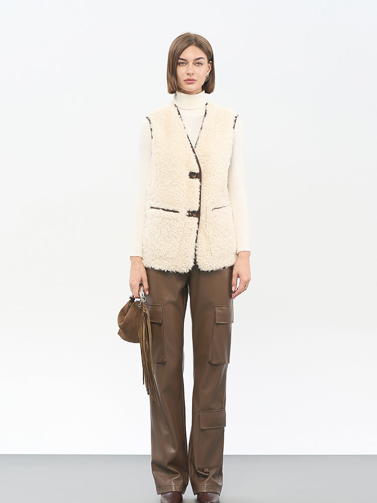 Beige Polyester-Spandex Vest