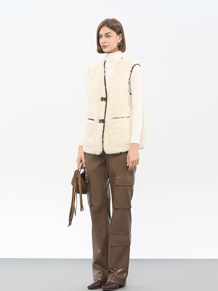 Beige Polyester-Spandex Vest