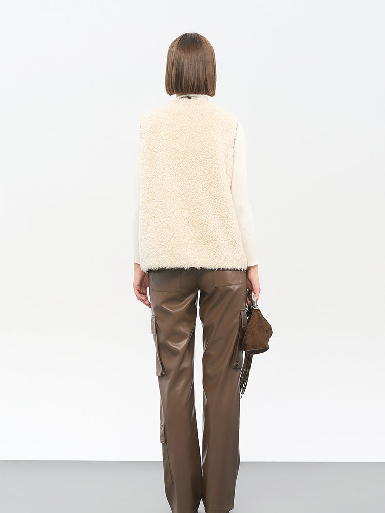 Beige Polyester-Spandex Vest