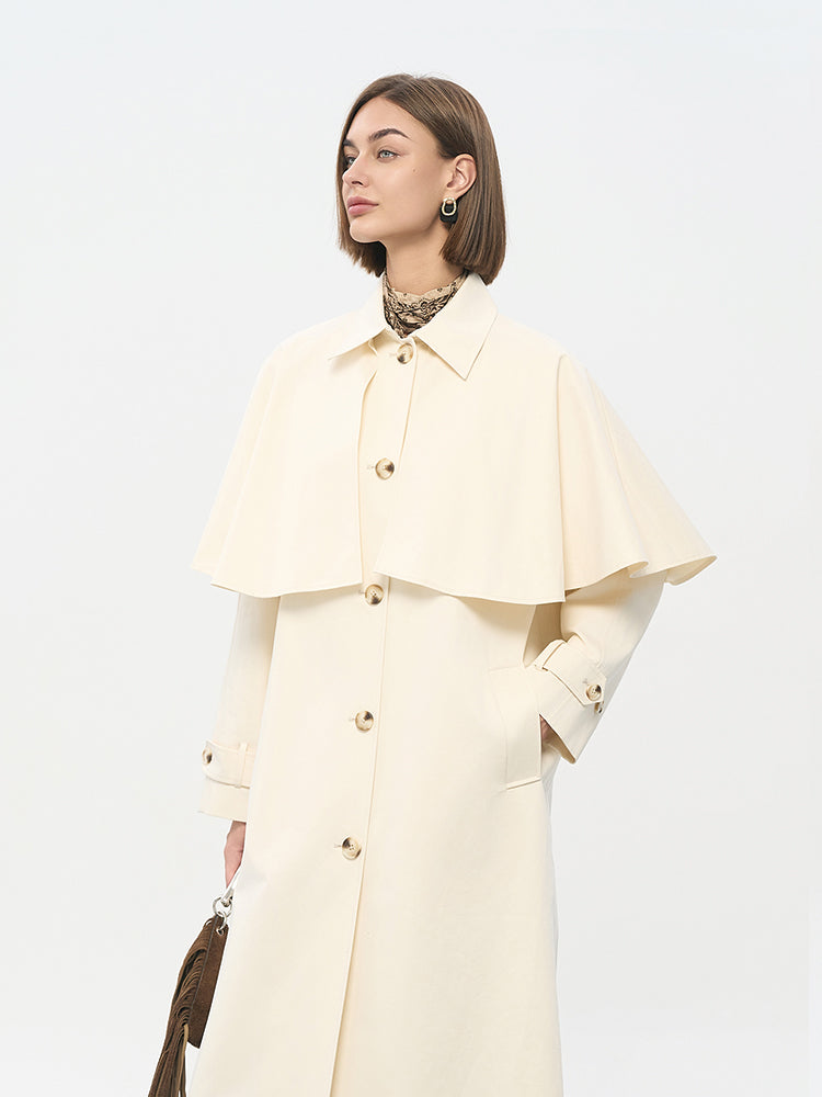 Beige Cotton Trench Coat