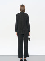 Black Rayon-Nylon-Linen Blend Trousers