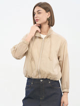 Beige Women's Lightweight Nylon Jacket